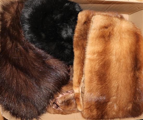 A mink jacket, stole & collars
